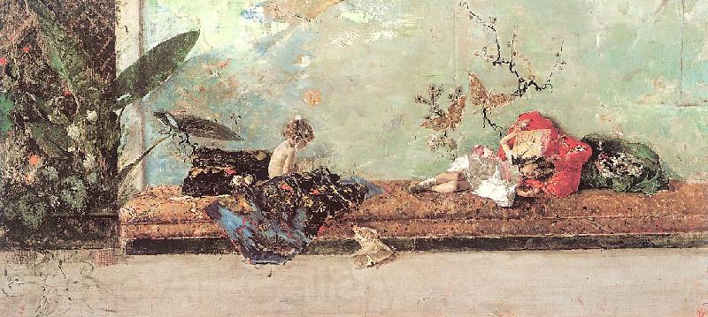 Marsal, Mariano Fortuny y The Artist's Children in the Japanese Salon Spain oil painting art